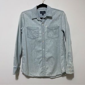 Lucky Brand Light Wash Denim Button Down Shirt 100% Cotton Womens Small S